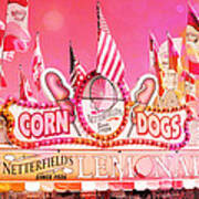 Carnival Festival Photos - Dreamy Hot Pink Orange Carnival Festival Fair Corn Dog Lemonade Stand Poster