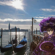 Carnival Mask In Venice Posing In San Poster