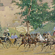 Carriage Driving Near The Rotunda In Vienna Poster