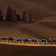 Castle And Camels Poster
