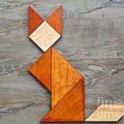 Cat Figure - Tangram Abstract Poster