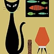 Cat On Tabletop Poster