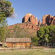 Cathedral Rock With Farm In Sedona Poster