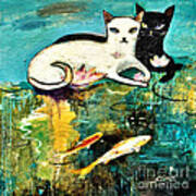 Cats With Koi Poster