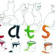 Cats With Paint Cans Poster