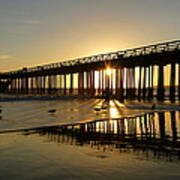 Cement Ship Pier Sunset Poster