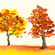 Chatting Autumn Trees Poster