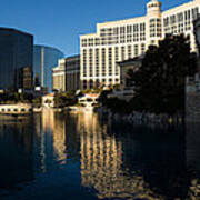 Cheerful Early Morning Bellagio Reflections - Las Vegas Nevada Poster