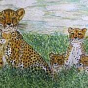 Cheetah And Babies Poster