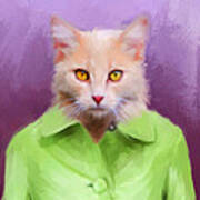 Chic Orange Kitty Cat Poster