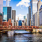Chicago Cityscape At Wells Street Bridge Poster