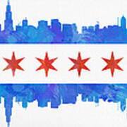 Chicago Flag Watercolor Poster