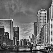 Chicago River In Black And White Poster