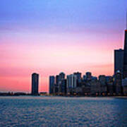 Chicago Skyline At Lake Michigan Poster