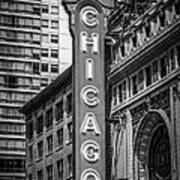 Chicago Theater Sign In Black And White Poster