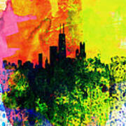 Chicago Watercolor Skyline Poster