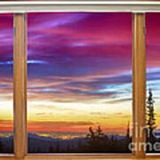 City Lights Sunrise Classic Wood Window View Poster