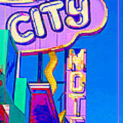 City Motel Old Neon Sign Las Vegas Oil Poster