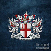 City Of London - Coat Of Arms Over Blue Leather Poster
