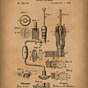 Clarkson Bit Brace 1883 Patent Art Brown Poster