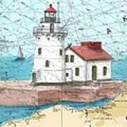 Cleveland Harbor Lighthouse Oh Nautical Chart Map Art Cathy Peek Poster