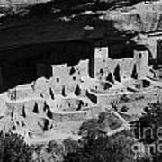 Cliff Palace At Mesa Verde National Park Anasazi Ruin Black And White Poster