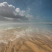 Cloud Reflections On Wet Sandy Beach Poster