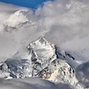 Cloud-shrouded Denali - Denali National Park - Alaska Poster