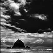 Clouds Over Haystack Rock On Cannon Beach Poster