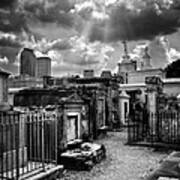 Cloudy Day At St. Louis Cemetery In Black And White Poster