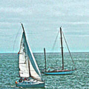 Coastal Sail Boats Poster