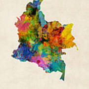 Colombia Watercolor Map Poster