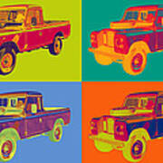 Colorful 1971 Land Rover Pick Up Truck Pop Art Poster