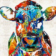 Colorful Cow Art - Mootown - By Sharon Cummings Poster