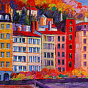 Colorful Facades On The Banks Of Saone - Lyon France Poster