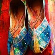Colorful Footwear Juttis Sales Jaipur Rajasthan India Poster
