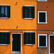 Colorful Row Houses, Burano, Venice Poster