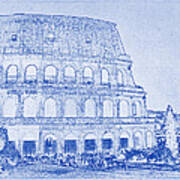 Colosseum Of Rome Blueprint Poster