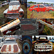 Composition Cars In The Junkyard Poster