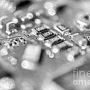 Computer Board High Key Black And White Poster