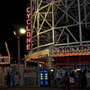 Coney Island Cyclone At Night Poster