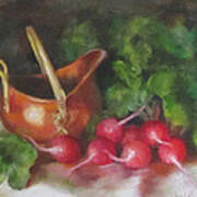 Copper Pot And Radishes Still Life Painting Poster