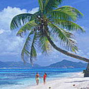 Couple Walking On The Beach, Anse Poster
