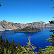 Crater Lake And Pine Trees Poster