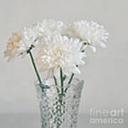 Creamy White Flowers In Tall Vase Poster