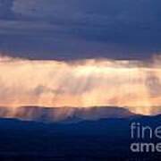Crepuscular Light Rays Just After Sunrise On Sedona Arizona As Seen From Jerome Poster