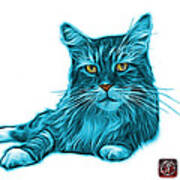Cyan Maine Coon Cat - 3926 - Wb Poster