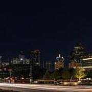 Dallas Night Skyline From Klyde Warren Park Poster