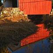 Deep Blue Reflections At Erwinna Covered Bridge Poster