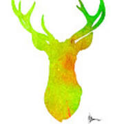 Deer Silhouette Art Print Painting Antlers Home Decor Poster